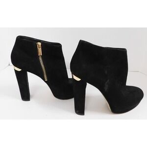 Michael Kors Haven Platform Booties Black Suede Ankle with Gold Accents 7‎ M